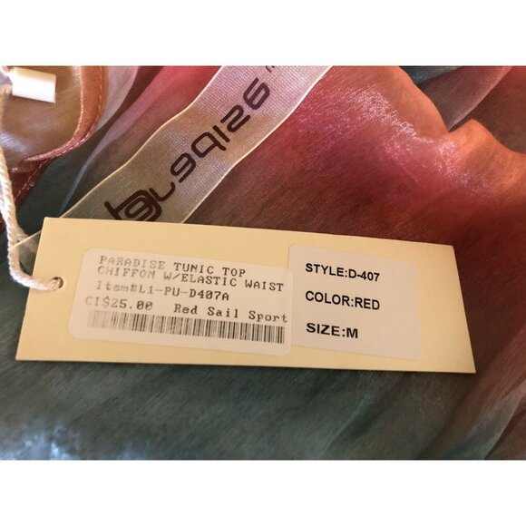 Paradise Tunic Top Chiffon with Elastic Waist Sleeveless Size Medium - Picture 6 of 7